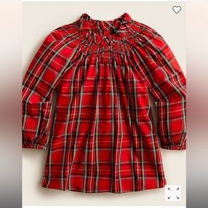 Smocked-neck top in Good Tidings plaid